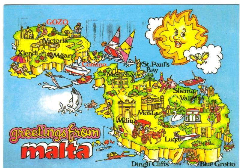 Malta gult vykort